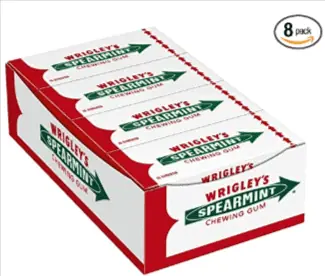 Wrigley s Spearmint Kaugummi Minz Geschmack 8 Packungen 8 x 15 Streifen Amazon de Lebensmittel Getraenke