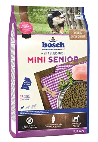 bosch HPC Mini Senior | Hundetrockenfutter für ältere Hunde kleiner Rassen (bis 15 kg) | 1 x 2.5 kg ab 3,65 € (Prime)