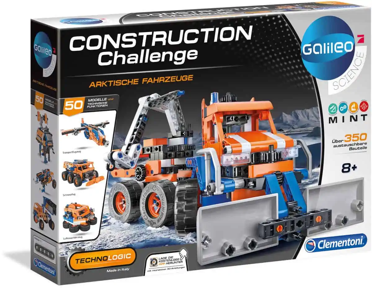 Clementoni 59194 Galileo Science – Construction Challenge Arktische Fahrzeuge, Bausatz für Schneepflug, Luftkissenfahrzeug & Co für 11,99 € [Prime] statt 24,94 €