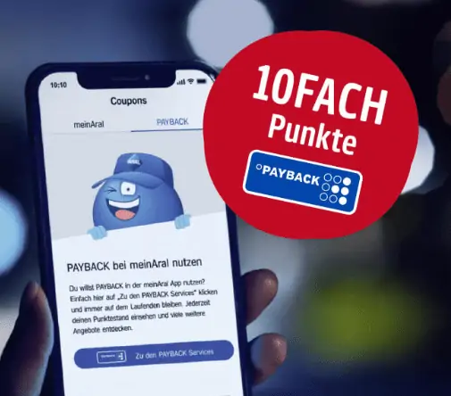 Aral App: 10fach Payback Punkte bei Verknüpfung der App ( entspricht 5 Cent Rabatt pro Liter)