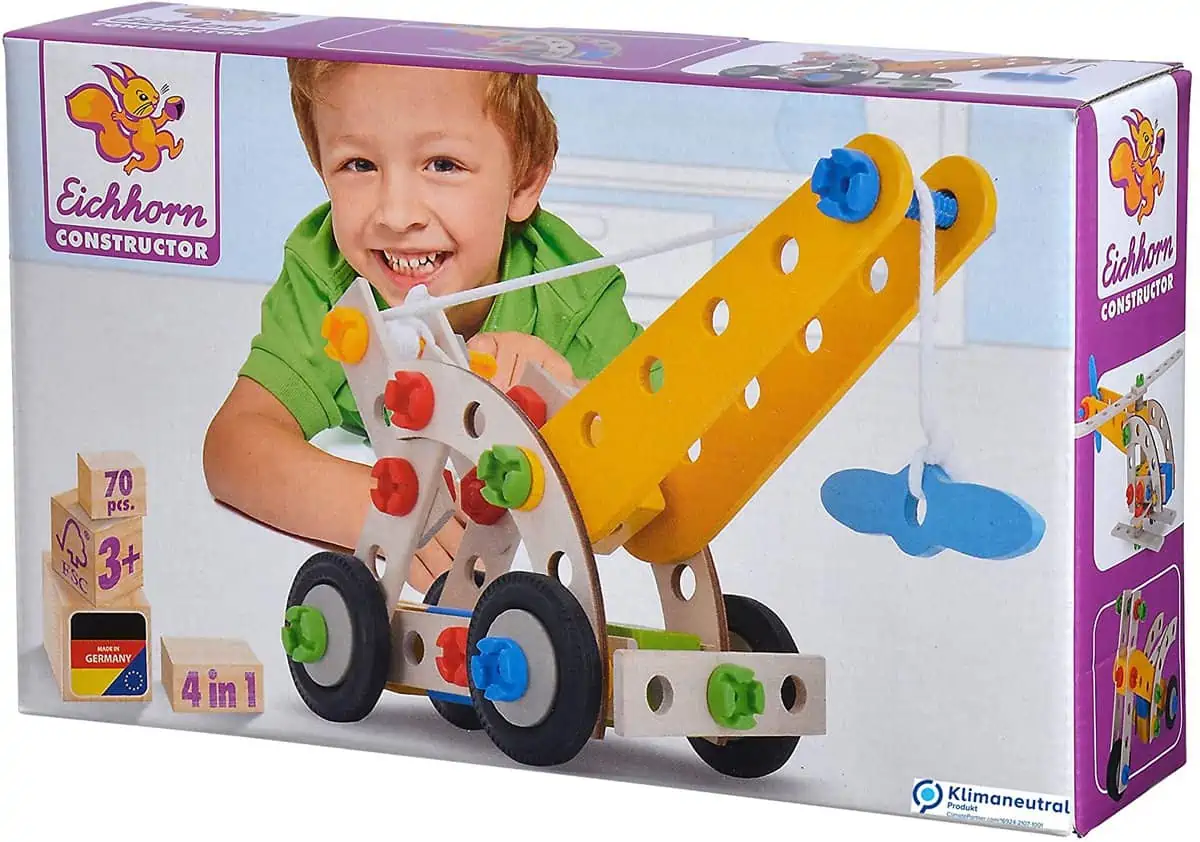 Eichhorn – Constructor Kranwagen – 70-tlg. Holz-Konstruktions-Set für 12,59 € [Prime] statt 15,82 €