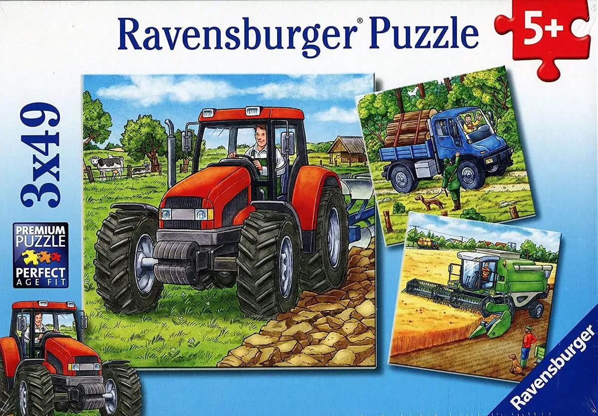Ravensburger Kinderpuzzle – 09388 Große Landmaschinen – Puzzle für Kinder ab 5 Jahren, mit 3×49 Teilen für 5,59 € [Prime] statt 7,95 €