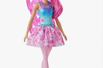 Barbie GJJ99 Dreamtopia Feen Puppe ca. 30 cm gross mit einem Juwelen Outfit in Pink und Blau pin