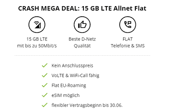 CRASH MEGA DEAL 15 GB LTE Allnet Flat