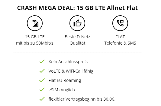 Crash Mega Deal 15 Gb Lte Allnet Flat