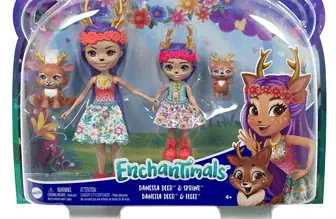 Enchantimals HCF80 Danessa Deer und kleine Schwester ca. 15 cm und ca. 10 cm und 2 Tierfiguren