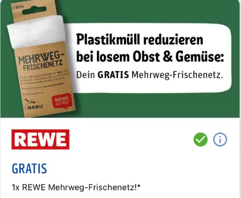 Gratis: 2 Mehrweg-Frischenetze ( Rewe – Payback)