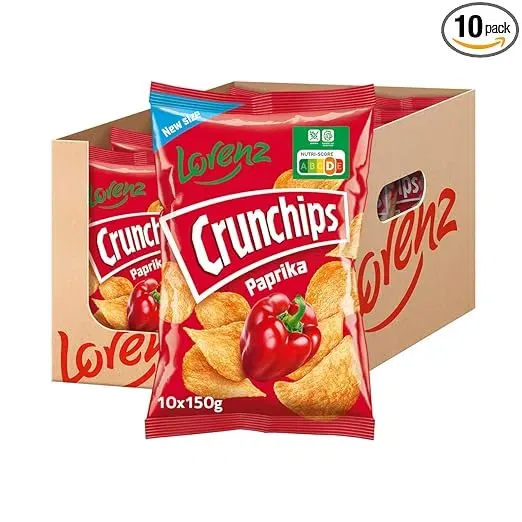 Lorenz Snack World Crunchips Paprika 10er Pack (10 x 150 g) ab 10,49 € inkl. Prime-Versand