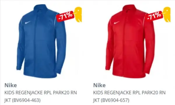 Nike Park 20 Kinder Regenjacke (Gr. S bis XL, 2 Farben) für 13,43 € inkl. Versand
