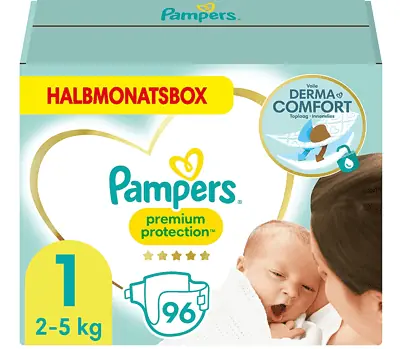 Pampers Baby Windeln Grösse 1 2 5kg Premium Protection Newborn 96 Stück HALBMONATSBOX bester Ko 1