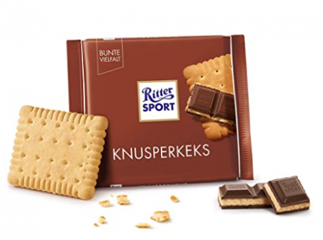 Ritter Sport Knusperkeks 11 x 100 g Vollmilchschokolade mit Keks und Milch Kakao Creme Schokolad