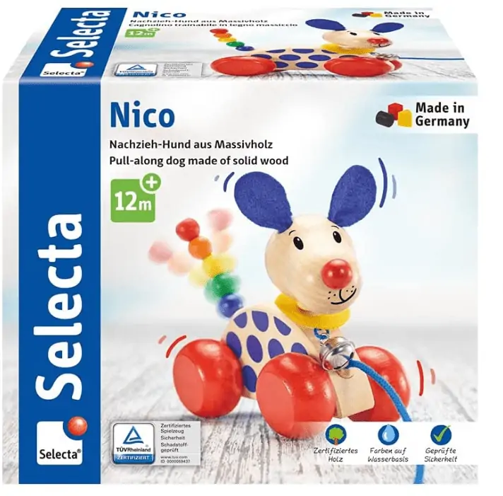 Selecta 62026 Nico, Nachzieh Hund, Schiebe-und Nachziehspielzeug aus Holz für 10,99 € inkl. Prime-Versand (statt 16,99 €)