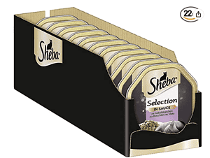 Sheba Selection In Sauce – Katzenfutter Mit Kalbshaeppchen In Sauce Fuer Ausgewachsene Katzen – 22 X 8