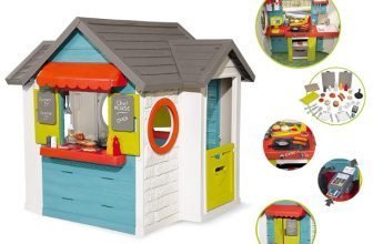 Smoby 810403 – Chef Haus Multifunktionshaus fuer Kinder fuer drinnen und draussen Restaurant Spielhaus und Kaufmannsladen fuer Jungen und Maedchen ab 2 Jahren Amazon de Spielzeug