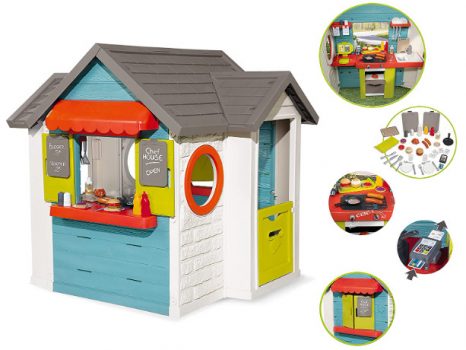 Smoby 810403 – Chef Haus Multifunktionshaus fuer Kinder fuer drinnen und draussen Restaurant Spielhaus und Kaufmannsladen fuer Jungen und Maedchen ab 2 Jahren Amazon de Spielzeug