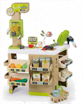 Smoby Supermarkt Fresh Market Bio Supermarkt mit Spielkasse Einkaufswagen viel Zubehoer und Ele