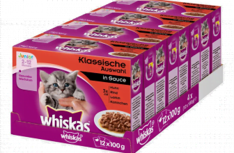 Whiskas Katzenfutter Junior – Klassische Auswahl in Sauce – Ausgewogenes Feuchtfutter für heranwachs