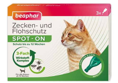 beaphar Zecken und Flohschutz Spot On fuer Katzen Zecken und Flohschutz mit Margosa Extrakt 3 x 0