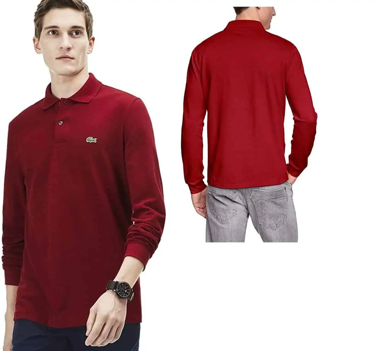 Lacoste Herren Poloshirt L1312, Langarm in Bordeaux (Gr. XS bis 6XL) für 54,95 € inkl. Versand statt 70,98 €