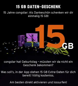 15 GB gratis bei Congstar in der App mydealz