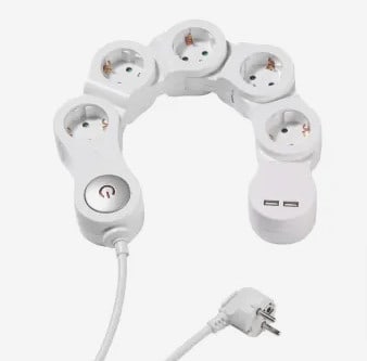 5 Fach Steckdosenleiste Flexibel 2X Usb Port Schaltbar Farbe Weiss – Von Vivanco