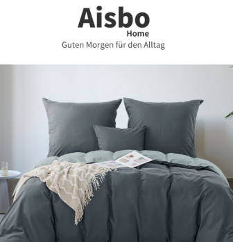 Aisbo Bettwaesche 135x200 2teilig Set Bettbezug 135x200cm Mikrofaser mit Kissenbezug anthrazit und grau Wendebettwaesche 2tlg mit Reissverschluss buegelfrei und weich Amazon de Kueche Haushalt Wohnen 1