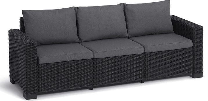 Allibert by Keter Gartenlounge Sofa California 3 Sitzer graphit  cool grey inkl. Sitz und Rueckenk