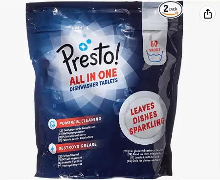 Amazon-Marke: Presto! Spülmaschinentabs 120 Waschgänge (2 x 60 Waschladungen) ab 9,48€ inkl. Prime-Versand (statt 14,21 €)