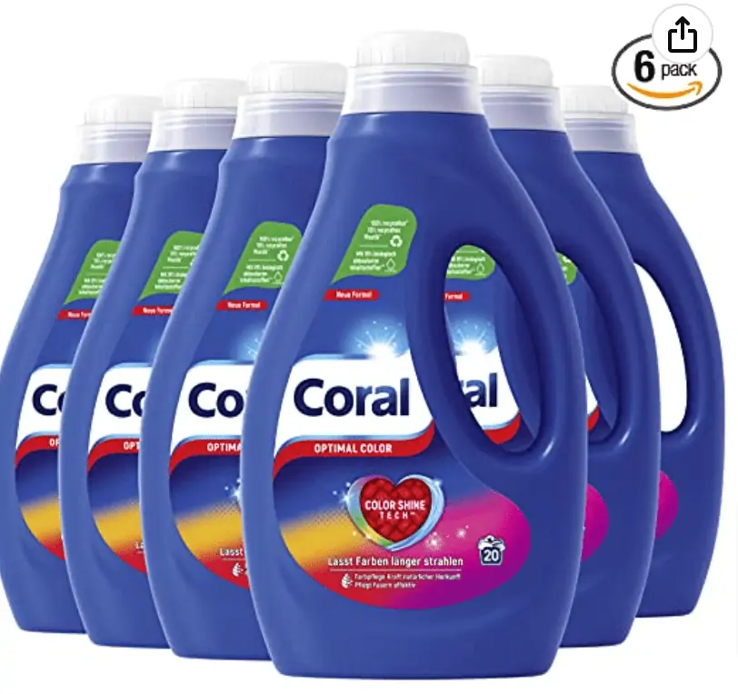 Coral Flüssigwaschmittel Optimal Color 6 x 20 WL 13,47 € inkl. Prime-Versand
