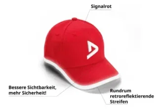 Signalrote Kinderkappe mit retroreflektierenden Elementen