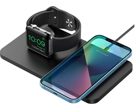 Fasarger Wireless Charger2 in 1 Ladestation Qi Charger für iWatch 7 SE 6 5 4 3Airpods 2 Pro iPho