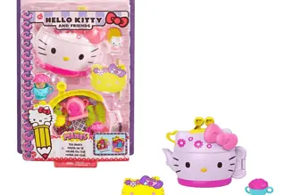 Hello Kitty GVB31 Teeparty Schatulle 125 cm mit 2 Sanrio Minis Figuren Notizblock und Schreibw