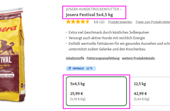 Angebot für Josera Festival Hundefutter: 5 Packungen zu je 4,5 kg.