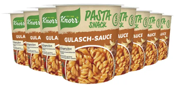 Knorr Pasta Snack Gulasch-Sauce leckere Instant Nudeln 8er Pack (8 x 60 g) ab 5,47 € inkl. Prime-Versand