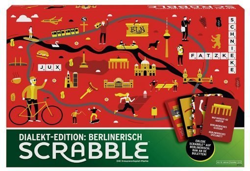 Mattel Games GPW45 Scrabble Dialekt Edition Berlin Gesellschaftsspiel Brettspiel Familienspiel