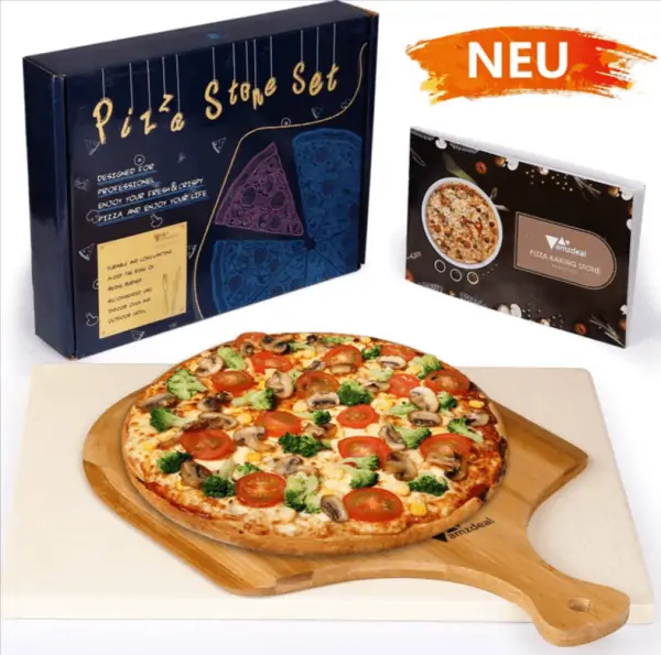 Pizzastein- und Pizzaschaufel-Set – Cordierit-Ofenstein mit Bambusschaufel für 13,99 € inkl. Versand