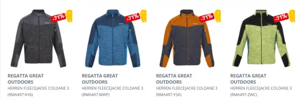Regatta Great Outdoors Herren Fleecejacke Coldane 3 (4 Farben, Gr. S bis 5XL) für 25,72 € inkl. Versand