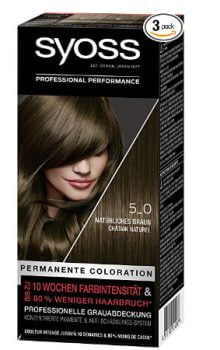 SYOSS Coloration Haarfarbe Stufe 3 5 0 Natuerliches Braun bis zu 10 Wochen Farbintensitaet 3er Pack