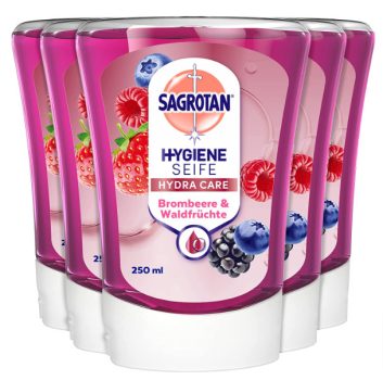 Sagrotan No Touch Nachfueller Brombeere und Waldfruechte – Fuer den automatischen Seifenspender – 5 x 250 ml Handseife Amazon de Beauty