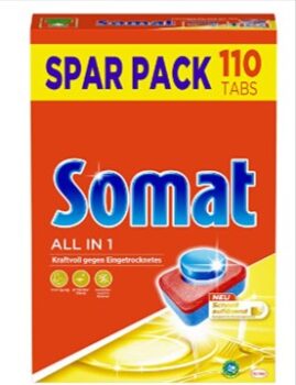 Somat All in 1 Spuelmaschinen Tabs 110 Tabs Geschirrspuel Tabs fuer kraftvolle Reinigung mit Geruchsneutralisierer Funktion Amazon de Drogerie Koerperpflege