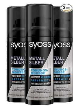 Syoss Toenungsmousse Metall Silber 3 x 120 ml auswaschbare Schaumtoenung fuer einen Farbtwist pfleg