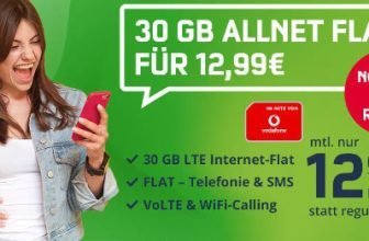 Vodafone Allnet Flat mit 30GB LTE fuer 1299 E mtl