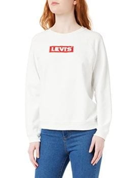 levis damen relaxed graphic sweatshirt white crew box tab white 0092 m