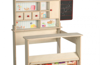 roba Kaufladen Minishop Kinder Kaufmannsladen Holz natur Verkaufsstand mit Theke Tafel Schieb