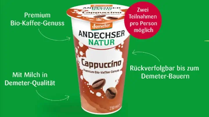 [Cashback] Andechser Natur – demeter capuccino gratis testen