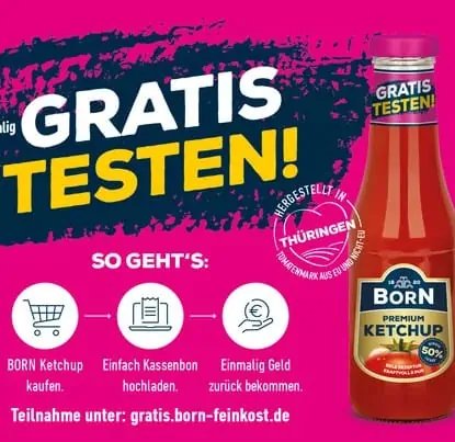 Gratis testen: Born Premium Tomaten Ketchup (100 % Cashback)