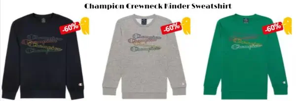Champion Crewneck Kinder Sweatshirt (3 Farbe, Gr. M bis XXL) für je 13,43 € inkl. Versand