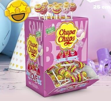 Chupa-Chups-Lollis-Strawberry-Lover-Thekendisplay-mit-150-fruchtigen-cremigen-Erdbeer-Lollis-ideal-für-Kiosk-Candy-Bar-Büro-150-x-12g-Amazon-de-Lebensmittel-Getränke