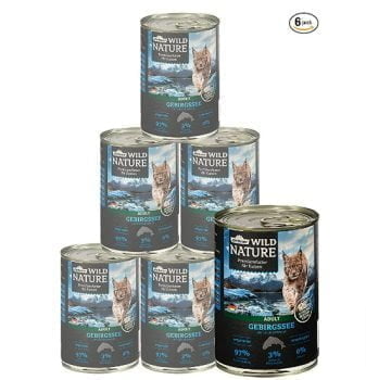 Dehner Wild Nature Katzenfutter Adult Gebirgssee Lachs Forelle 6 x 400 g 2 4 kg Amazon de Haustier