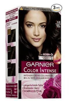 Garnier dauerhafte Creme Coloration fuer intensive langanhaltende Farbe 100 Grauabdeckung Color Intense 3 0 Dunkelbraun 3 x 1 Stueck Amazon de Beauty